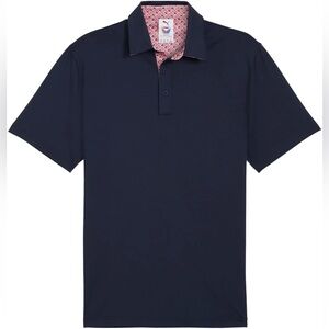 NWT PUMA Volition Navy Blue Golf Polo With American Flag Trim Size US M